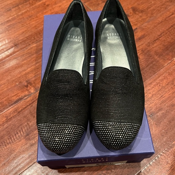 NWT- Stuart Weitzman black and silver flats - Picture 1 of 7